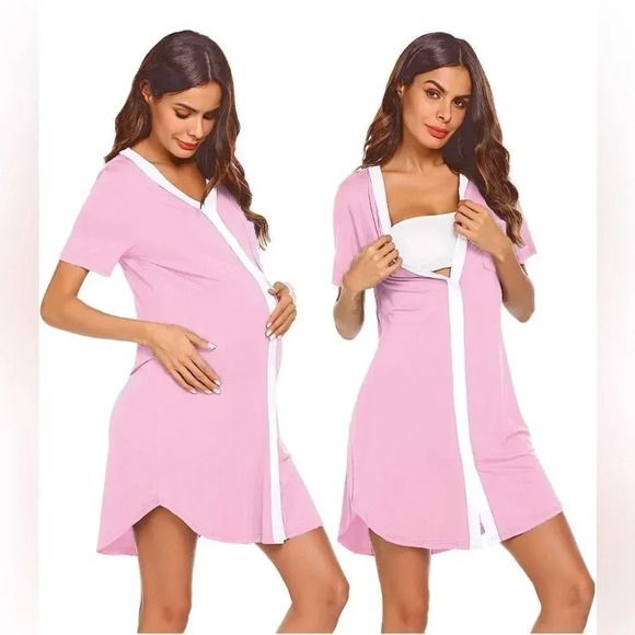 Ekouaer Nursing Sleepshirt Women Button-Front Nightshirt - Picture 4 of 15